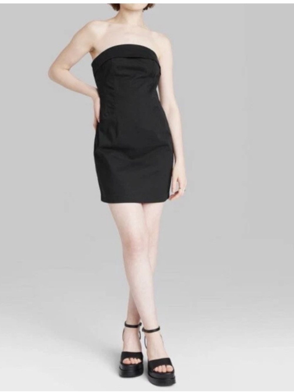 Women’s Wild Fable Strapless Lace up Back Mini Party Dress Black S NEW!